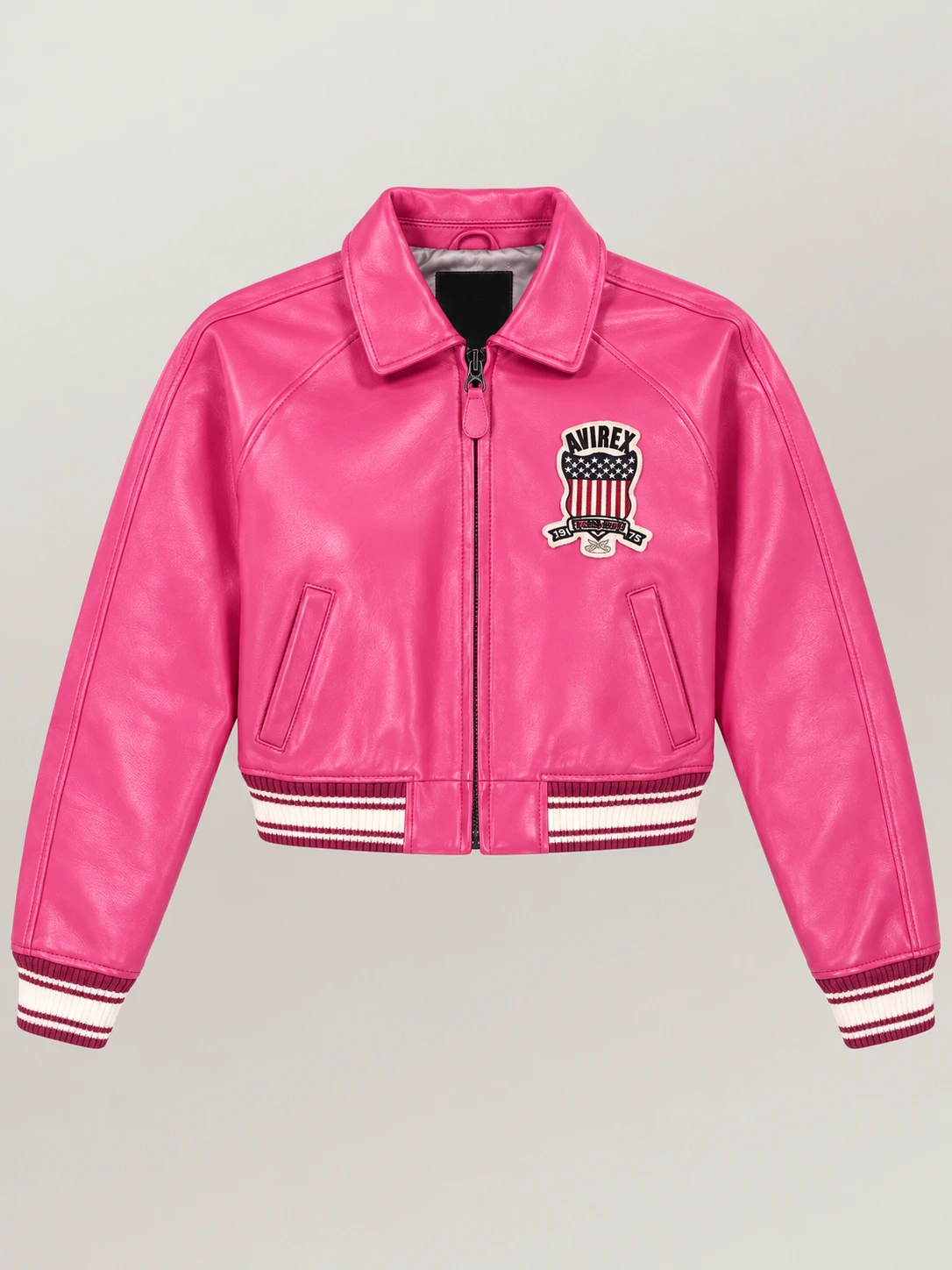 Women’s Avirex Cropped Icon Pink Bomber Jacket