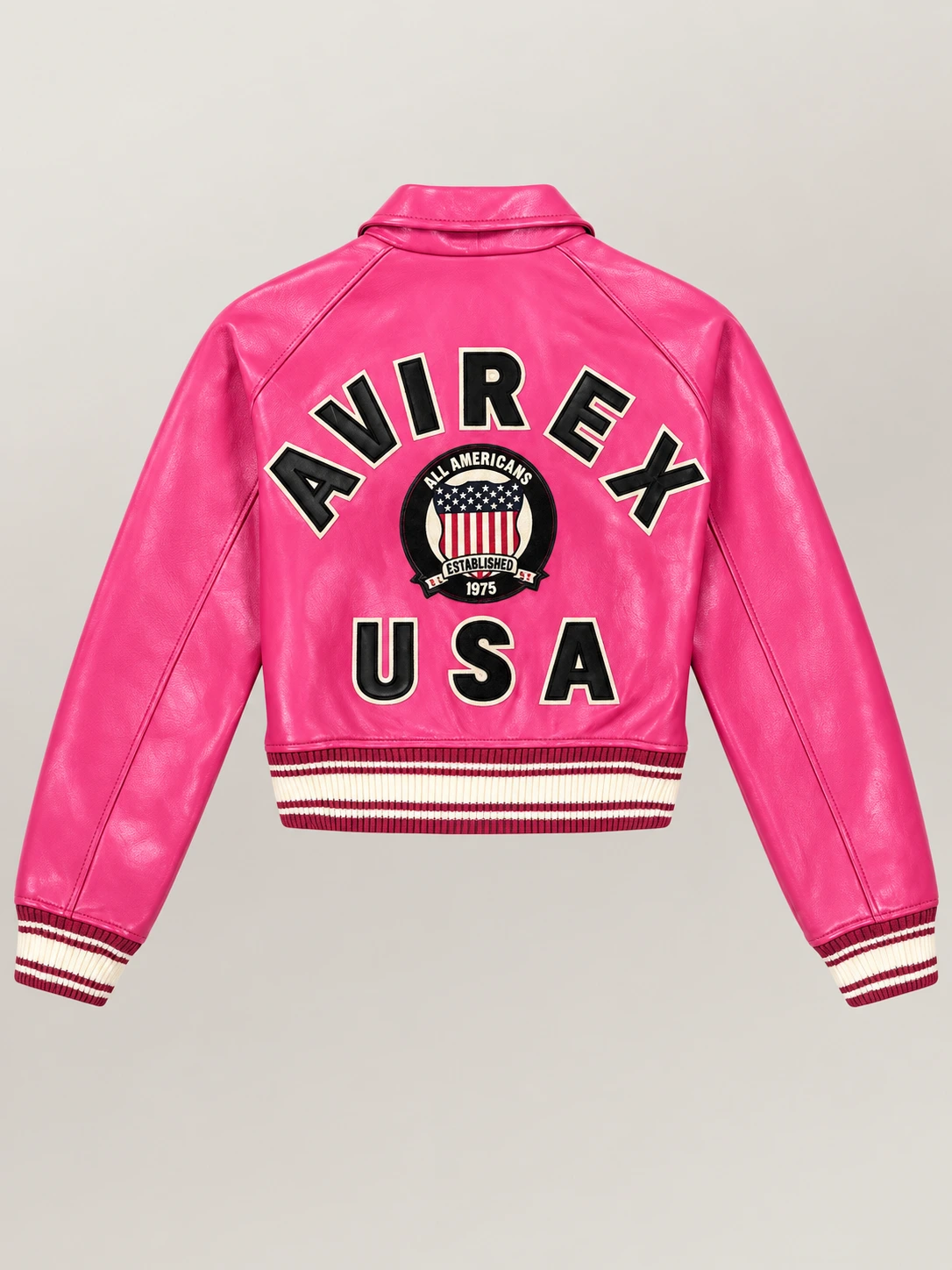 Women’s Avirex Cropped Icon Pink Bomber Jacket