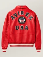 Men’s Avirex Real Leather Jacket Salvage Red Flight Bomber American Varsity