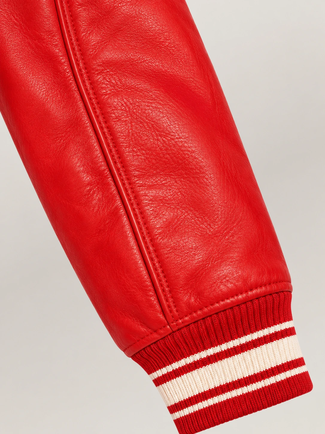 Men’s Avirex Real Leather Jacket Salvage Red Flight Bomber American Varsity