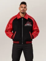 Men's Avirex Classic Wool Black & Red Leather Varsity Jacket