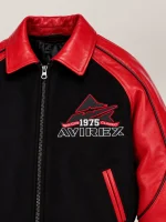 Men's Avirex Classic Wool Black & Red Leather Varsity Jacket