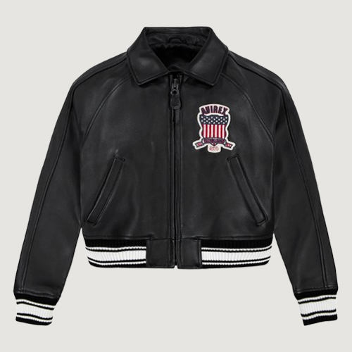 Women’s Avirex Cropped Icon Black Bomber Jacket