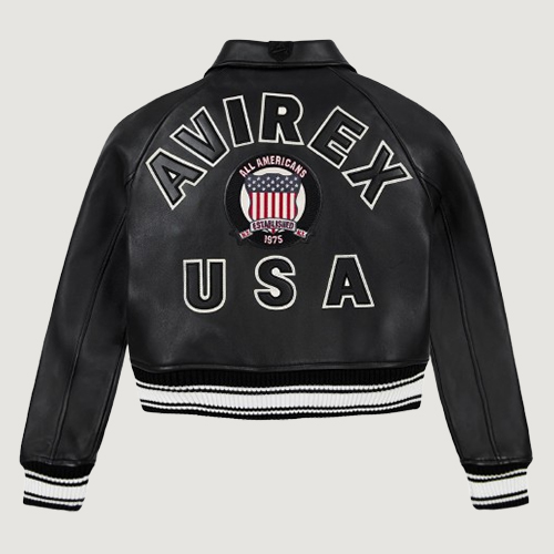 Women’s Avirex Cropped Icon Black Bomber Jacket