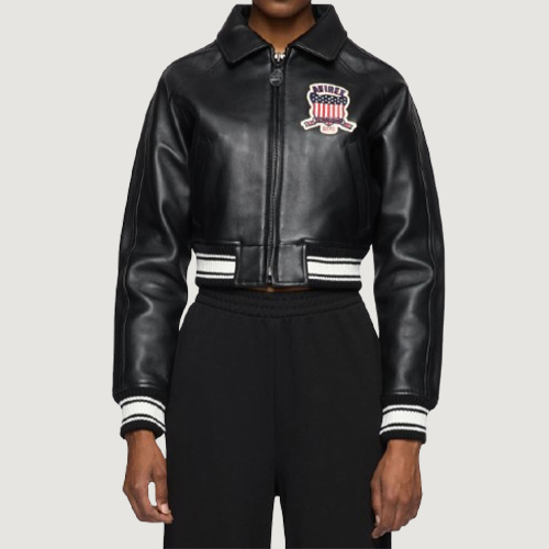 Women’s Avirex Cropped Icon Black Bomber Jacket