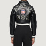 Women’s Avirex Cropped Icon Black Bomber Jacket