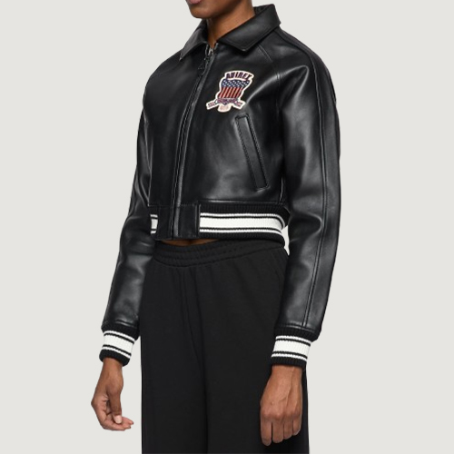 Women’s Avirex Cropped Icon Black Bomber Jacket