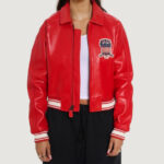 Women’s Avirex Cropped Icon Red Bomber Jacket