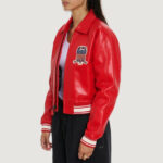 Women’s Avirex Cropped Icon Red Bomber Jacket