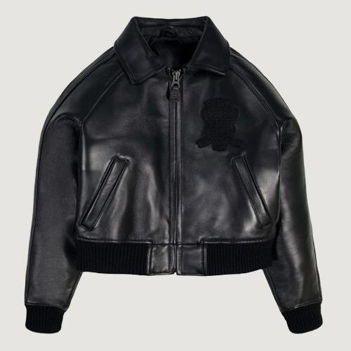 Women’s Avirex Cropped Icon Triple Black Bomber Jacket