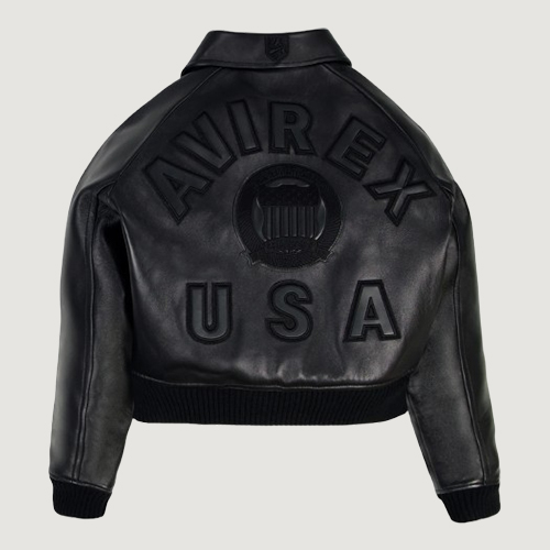 Women’s Avirex Cropped Icon Triple Black Bomber Jacket 2