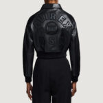 Women’s Avirex Cropped Icon Triple Black Bomber Jacket