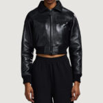 Women’s Avirex Cropped Icon Triple Black Bomber Jacket