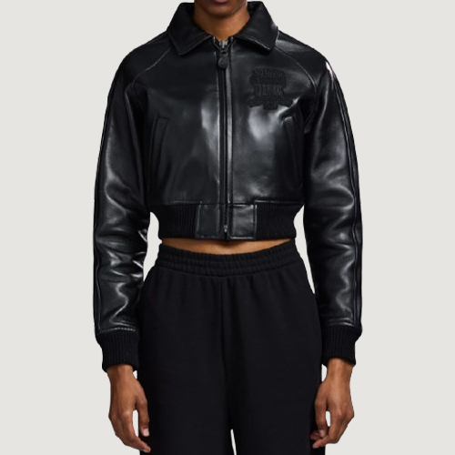 Women’s Avirex Cropped Icon Triple Black Bomber Jacket