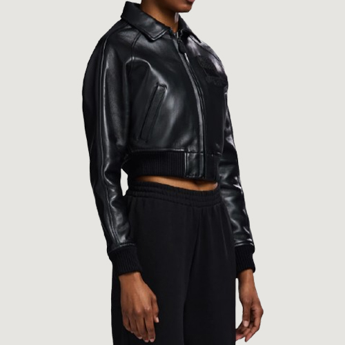 Women’s Avirex Cropped Icon Triple Black Bomber Jacket
