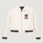 Women’s Avirex Cropped Icon White Bomber Jacket