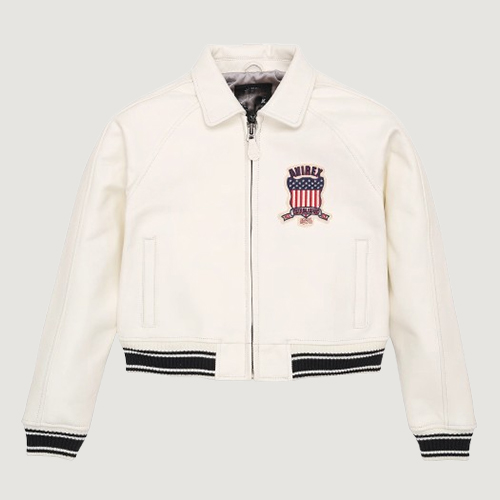 Women’s Avirex Cropped Icon White Bomber Jacket