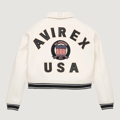Women’s Avirex Cropped Icon White Bomber Jacket