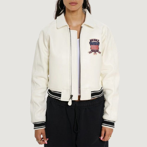Women’s Avirex Cropped Icon White Bomber Jacket