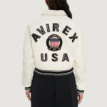 Women’s Avirex Cropped Icon White Bomber Jacket