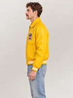 Men’s Avirex Real Leather Jacket Mustard Flight Bomber American Varsity