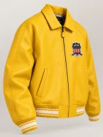 Men’s Avirex Real Leather Jacket Mustard Flight Bomber American Varsity