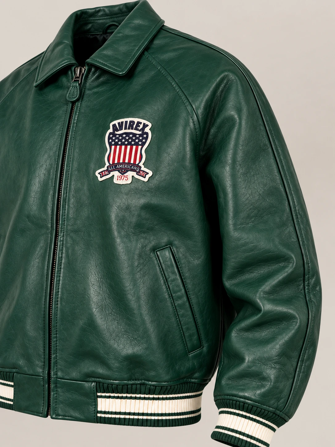 Men’s Avirex Real Leather Jacket Hunter Flight Bomber American Varsity
