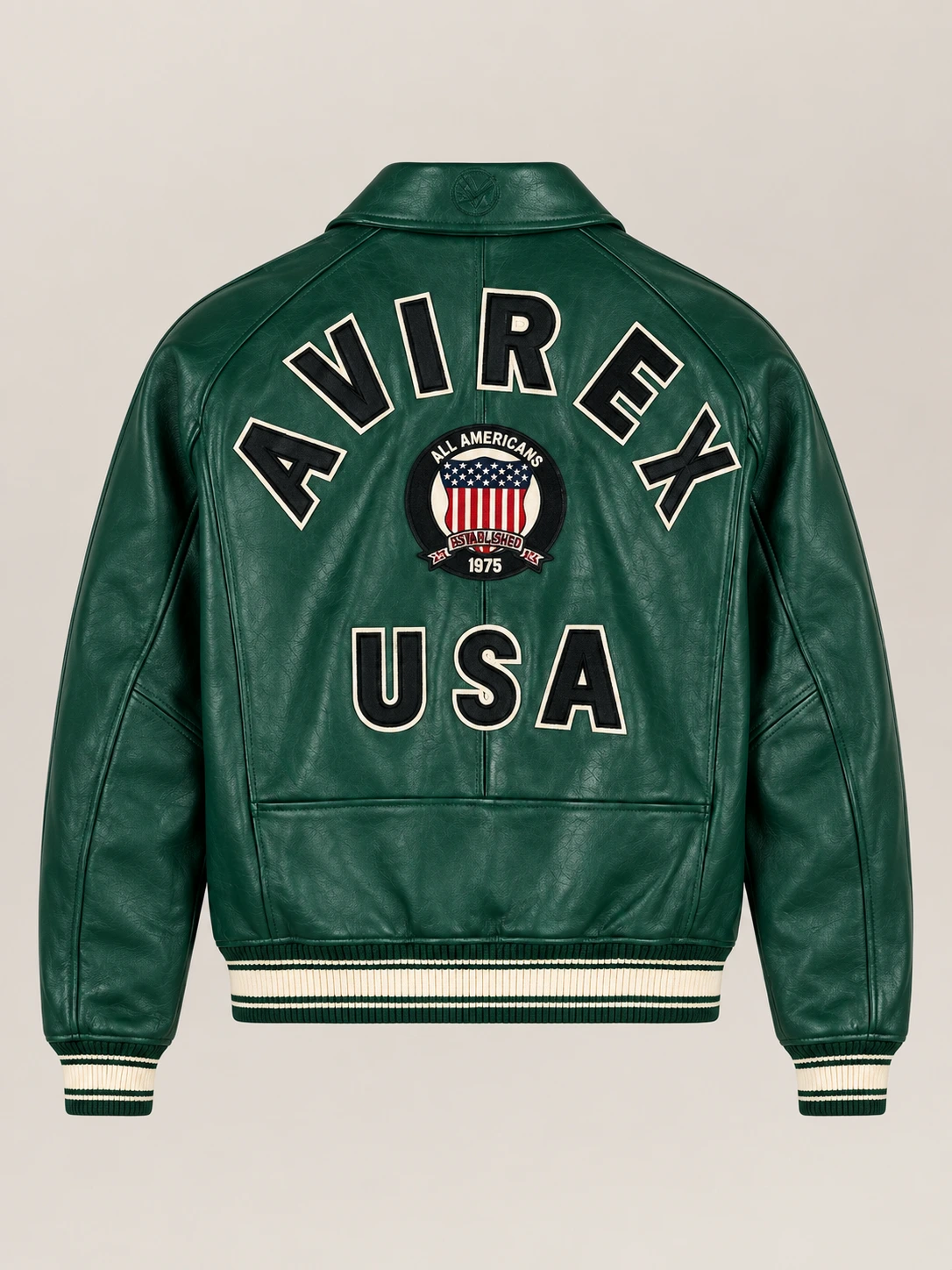 Men’s Avirex Real Leather Jacket Hunter Flight Bomber American Varsity