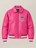 Men’s Avirex Real Leather Jacket Berry Flight Bomber American Varsity