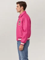 Men’s Avirex Real Leather Jacket Berry Flight Bomber American Varsity