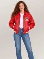 Women’s Avirex Cropped Icon Red Bomber Jacket