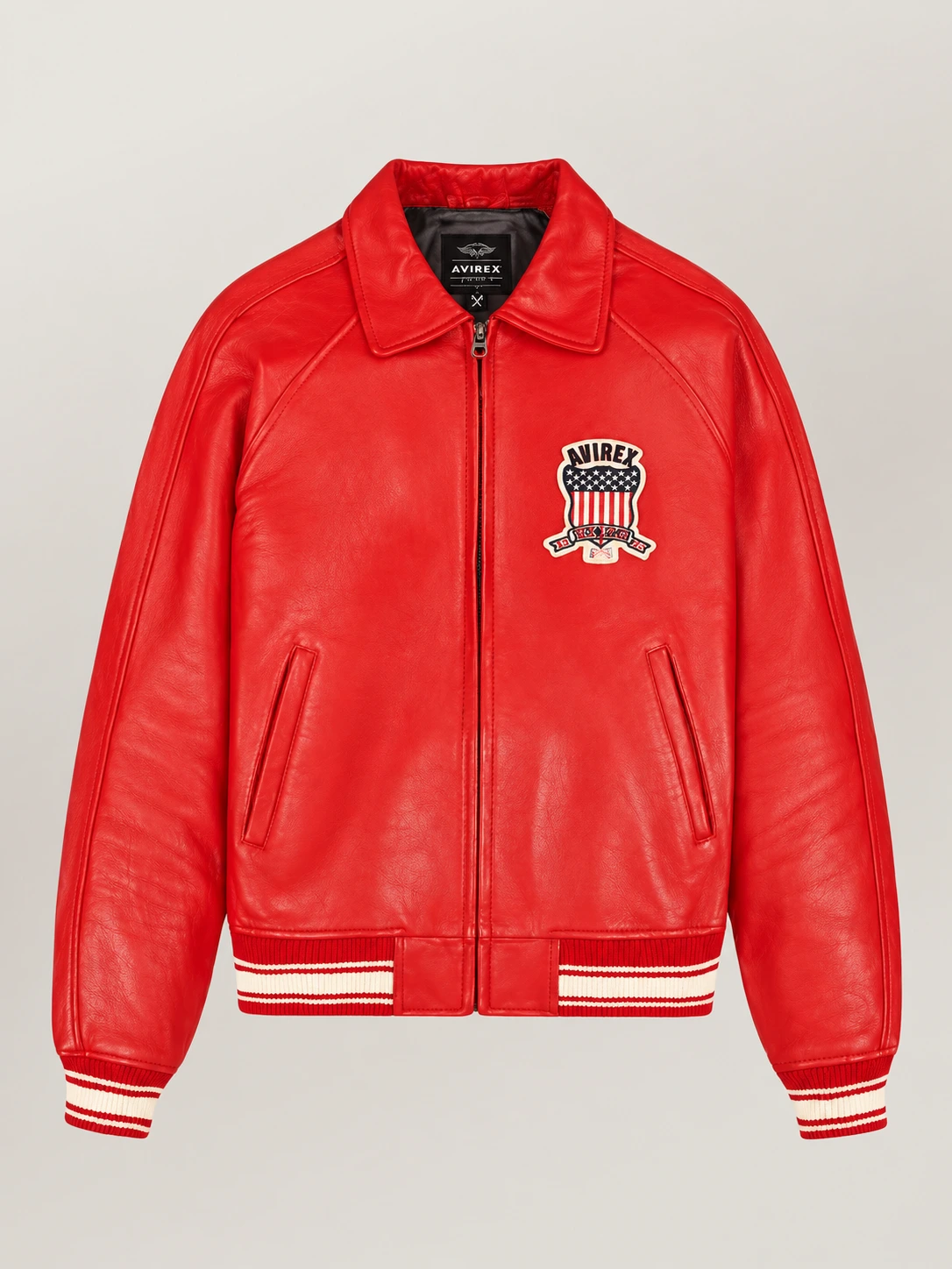 Women’s Avirex Cropped Icon Red Bomber Jacket