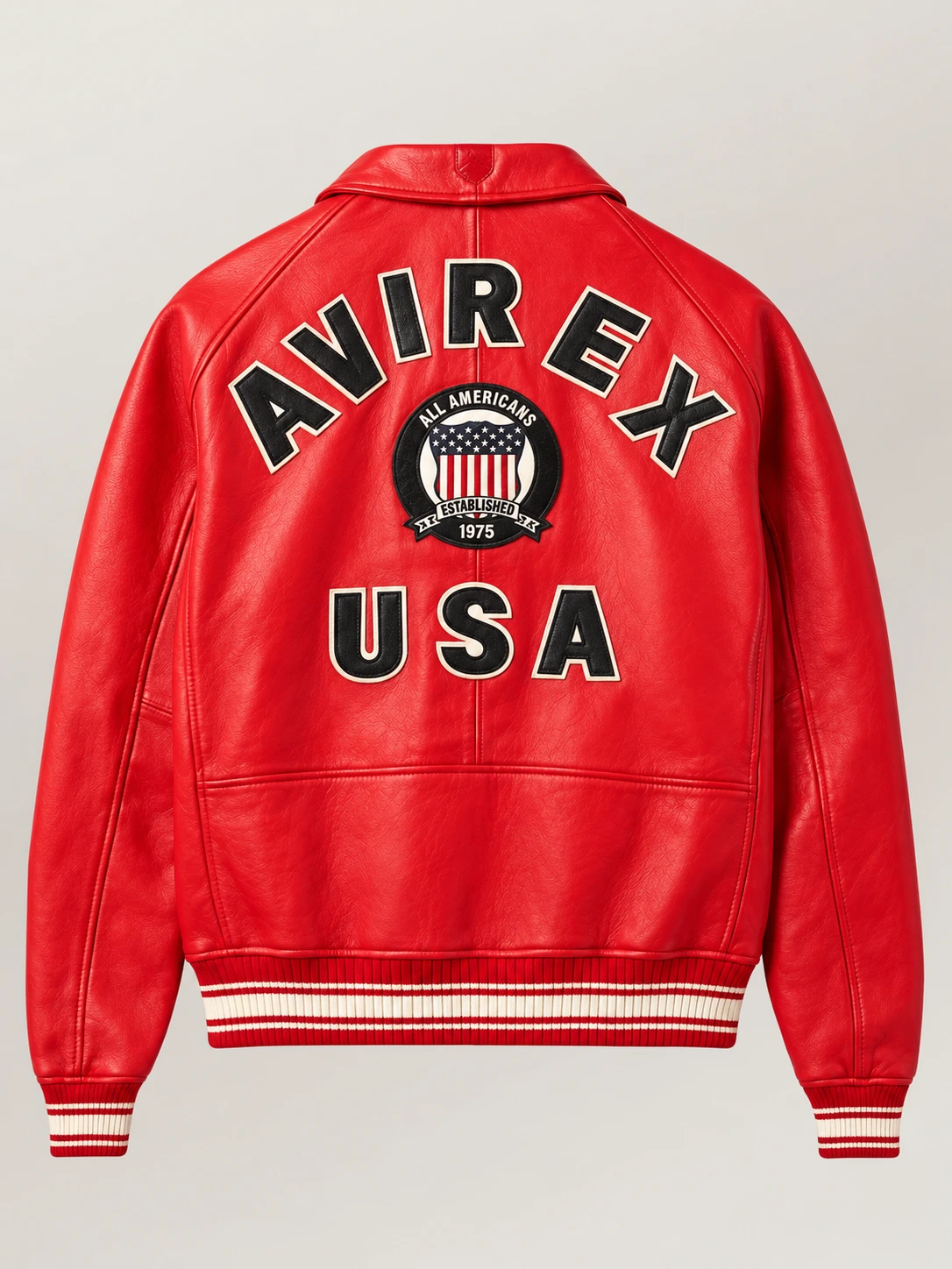 Women’s Avirex Cropped Icon Red Bomber Jacket