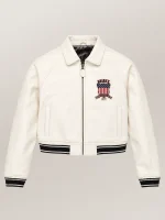 Women’s Avirex Cropped Icon White Bomber Jacket