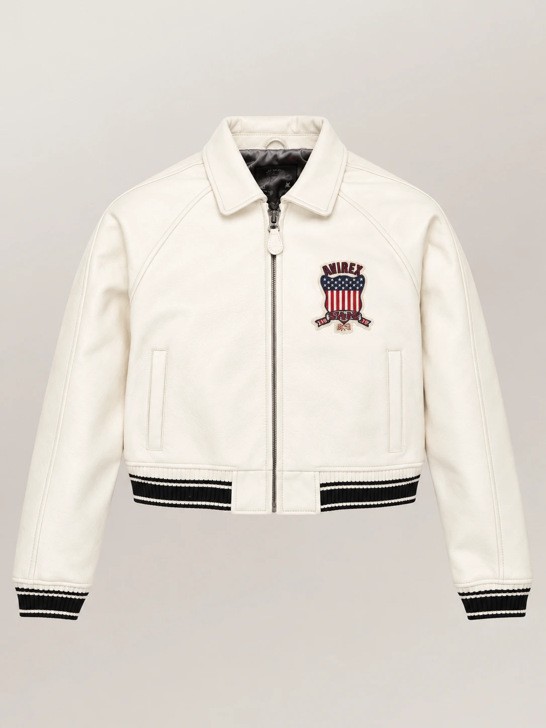 Women’s Avirex Cropped Icon White Bomber Jacket