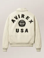 Men’s Avirex Real Leather Jacket Tofu Flight Bomber American Varsity