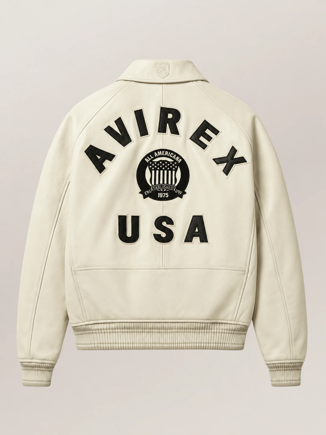 Men’s Avirex Real Leather Jacket Tofu Flight Bomber American Varsity