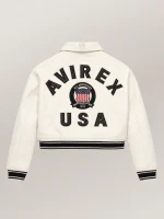 Women’s Avirex Cropped Icon White Bomber Jacket