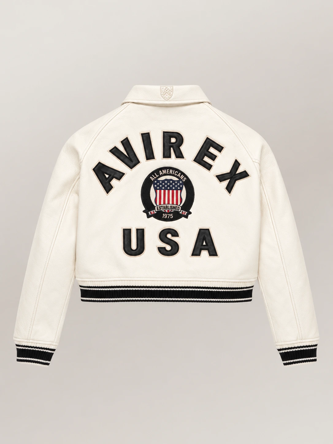 Women’s Avirex Cropped Icon White Bomber Jacket