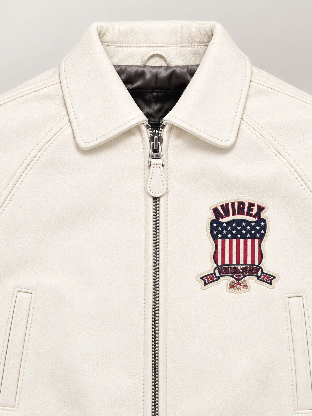 Women’s Avirex Cropped Icon White Bomber Jacket