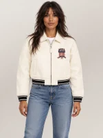 Women’s Avirex Cropped Icon White Bomber Jacket