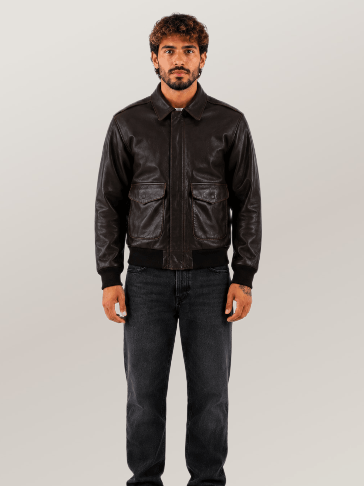 Men's Sheepskin Brown Mission A-2 Pilot’s Jacket
