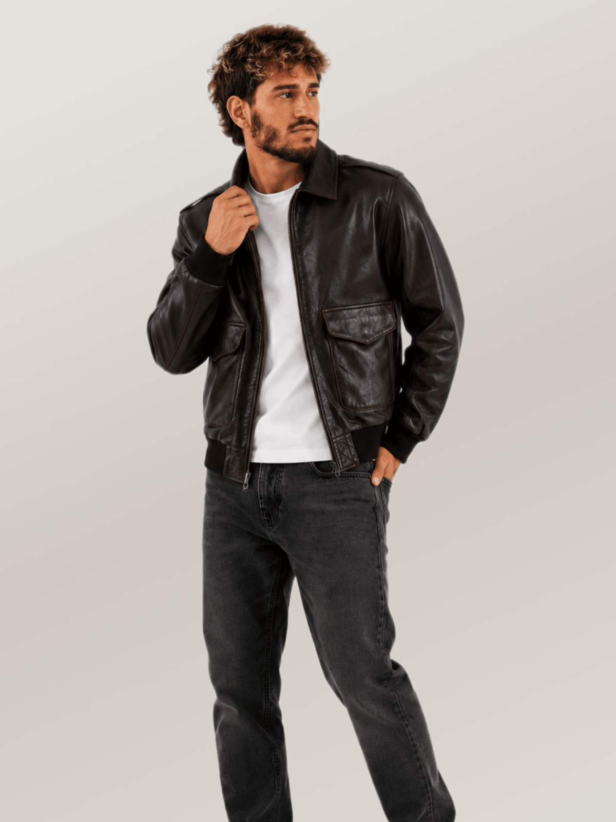 Men's Sheepskin Brown Mission A-2 Pilot’s Jacket