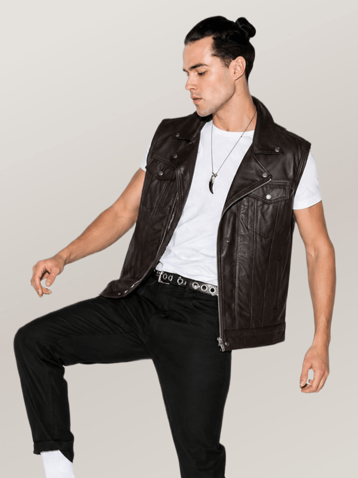 Men's Black lightly Alabama Moto Vest