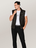 Men's Black lightly Alabama Moto Vest