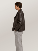 Men's Brown Naval Short Leather Peacoat