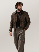 Men's Dark Brown Cowhide Battleworn A-2 Leather Jacket