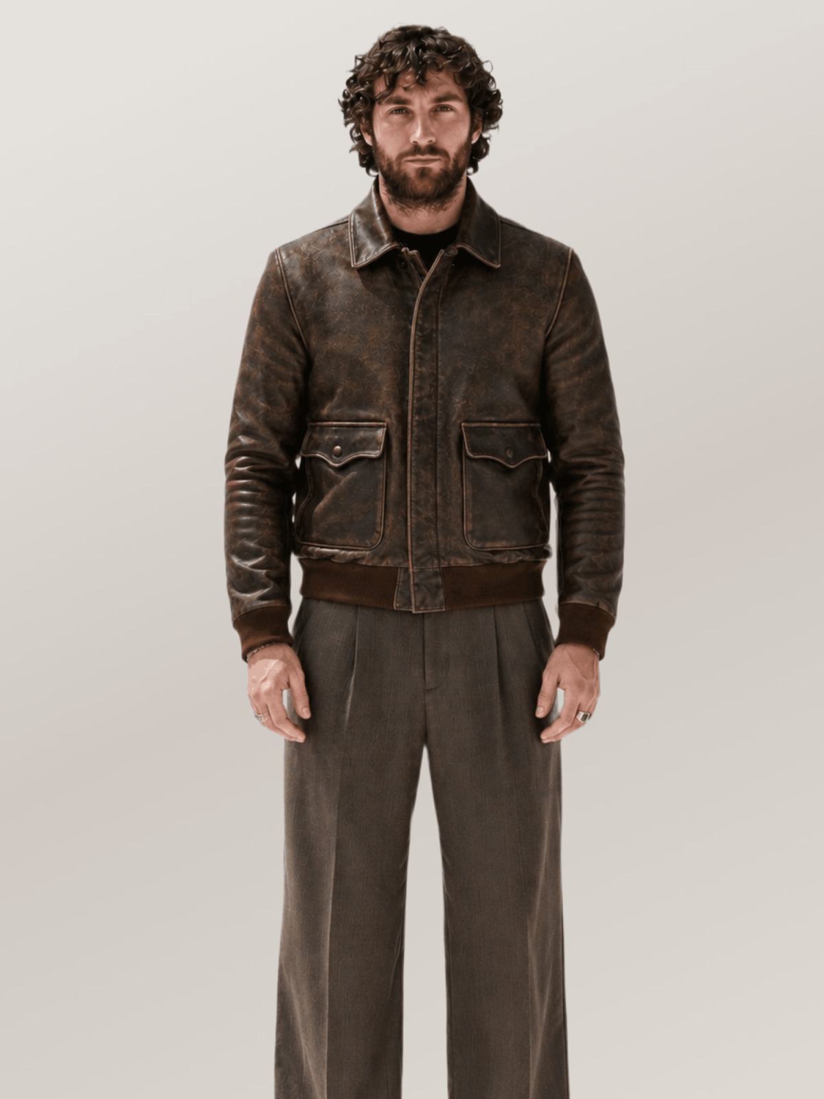 Men's Dark Brown Cowhide Battleworn A-2 Leather Jacket