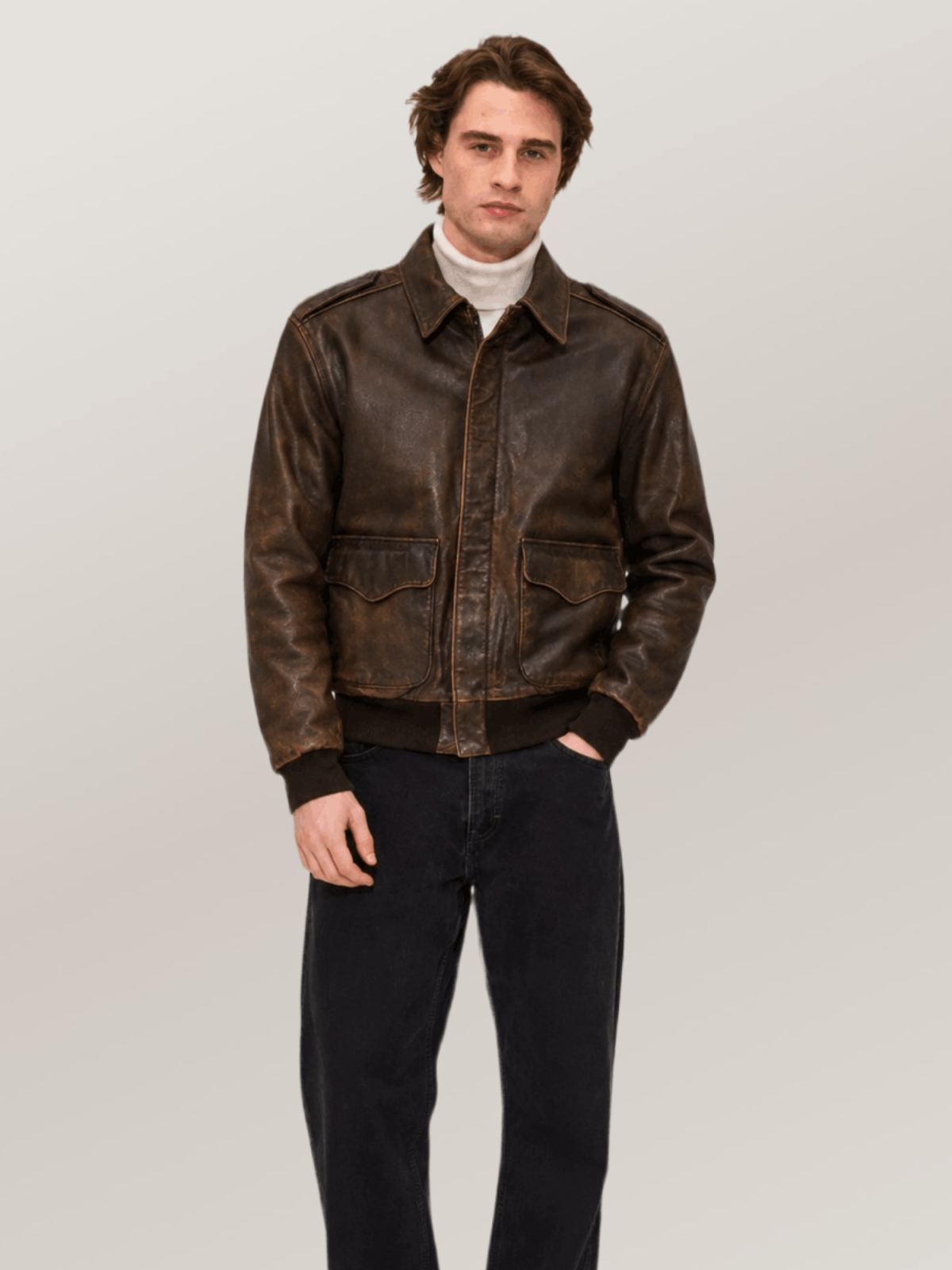 Men's Brown Mustang A-2 Leather Jacket