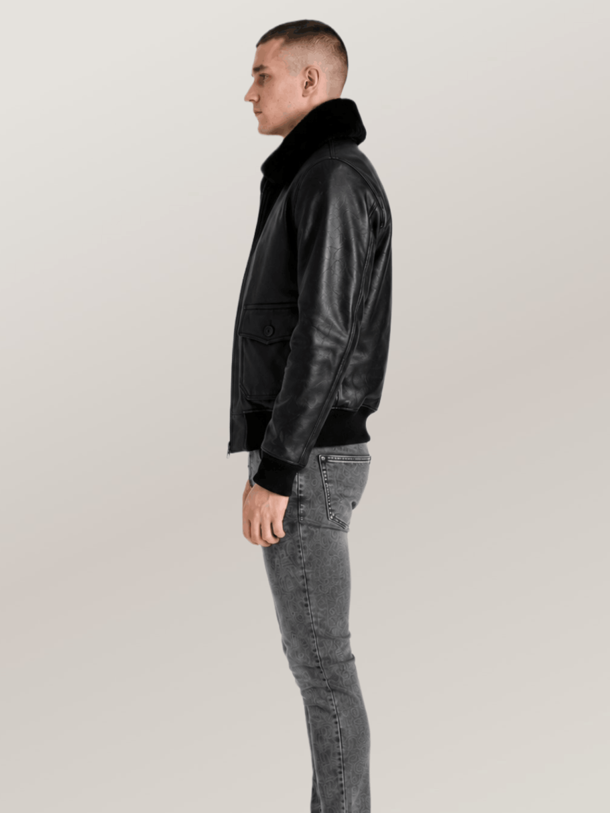 Men's Black US Navy Sheepskin G-1 Flight Leather Jacket